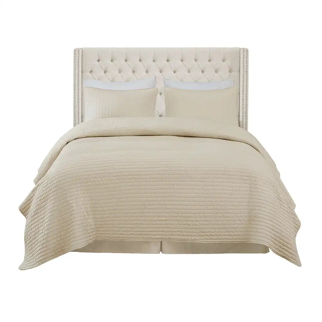 Amelia Upholstered Wingback Headboard with Button Tufting & Nailhead Trim
