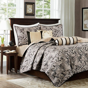 Aubrey 6-Piece Jacquard Quilt Set with Throw Pillows