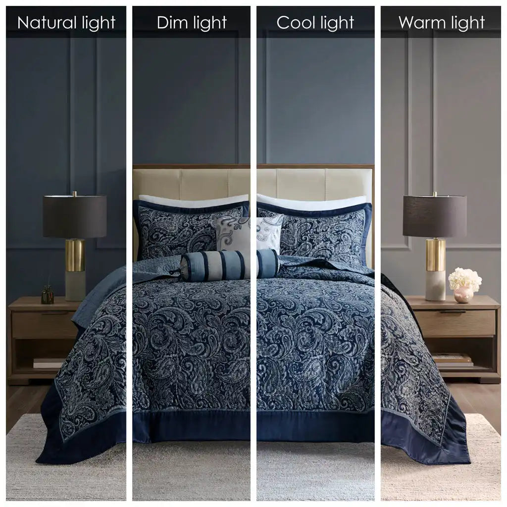 Aubrey 5-Piece Jacquard Bedspread Set with Throw Pillows
