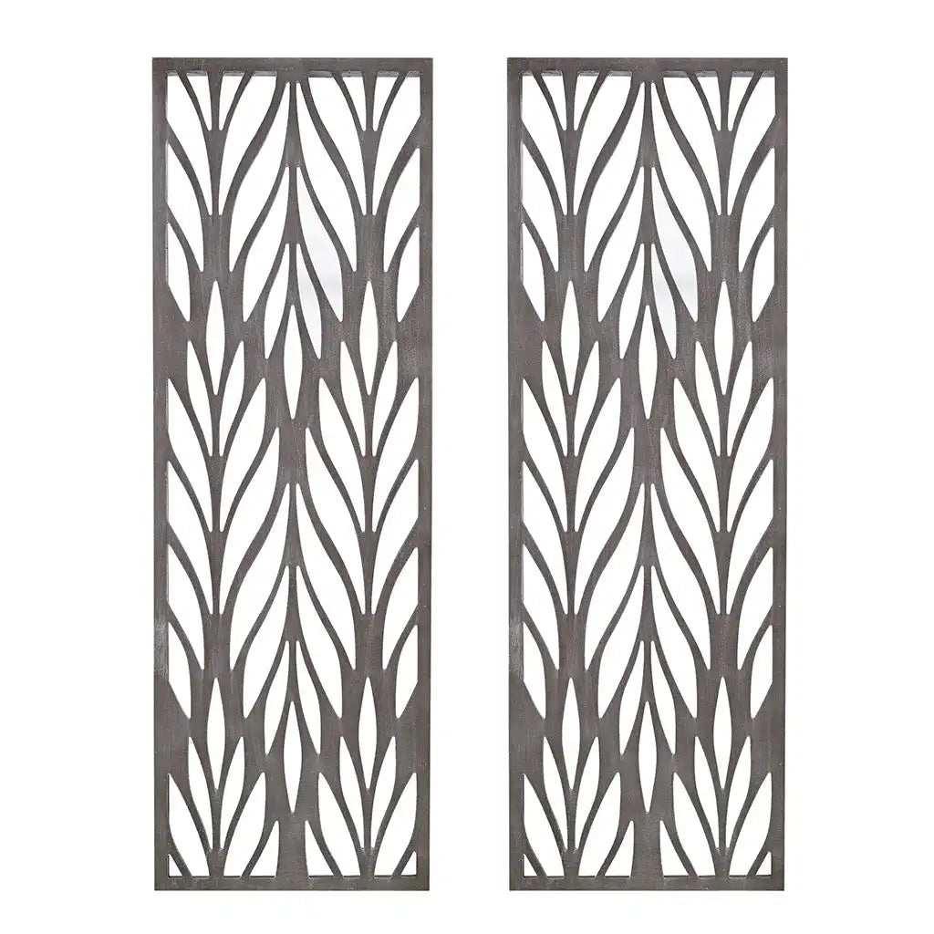 Florian Grey Laser Cut Wood 2-Piece Panel Wall Decor Set