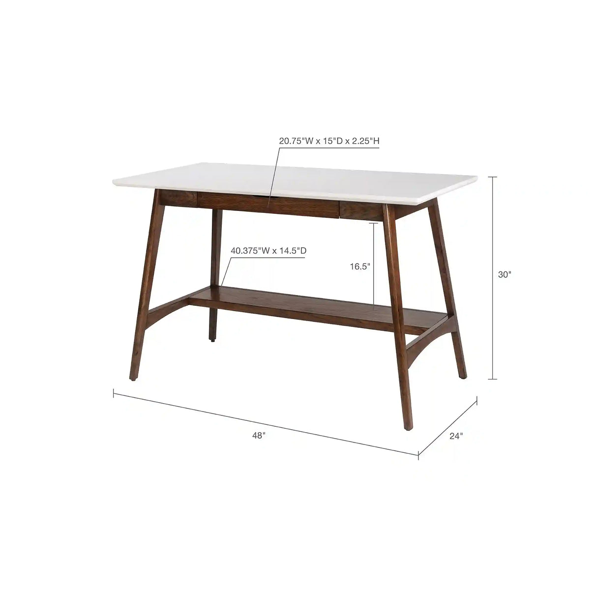 Parker 48"Mid-Century Desk with Storage Shelf