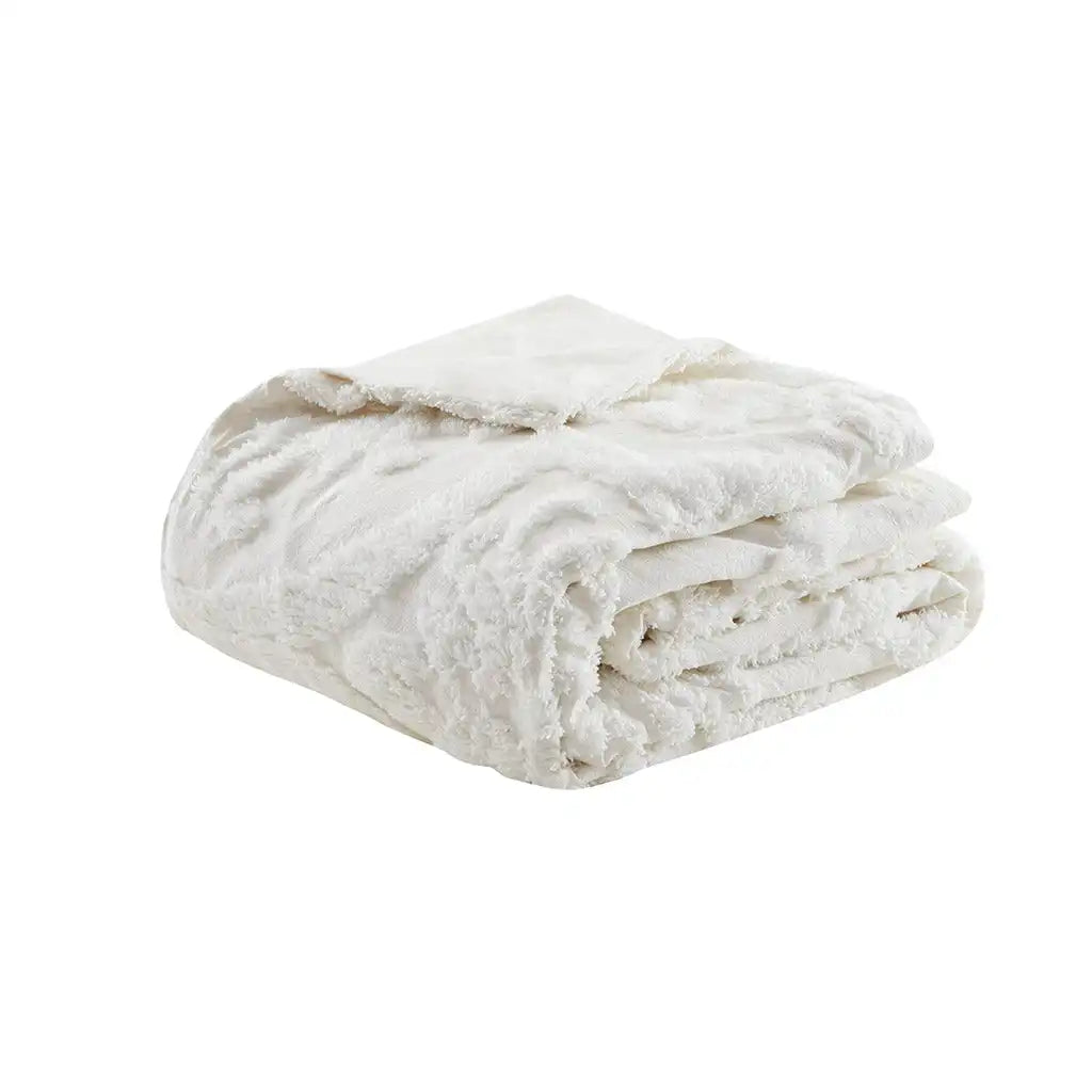 Viola 3-Piece Tufted Cotton Chenille Damask Duvet Cover Set