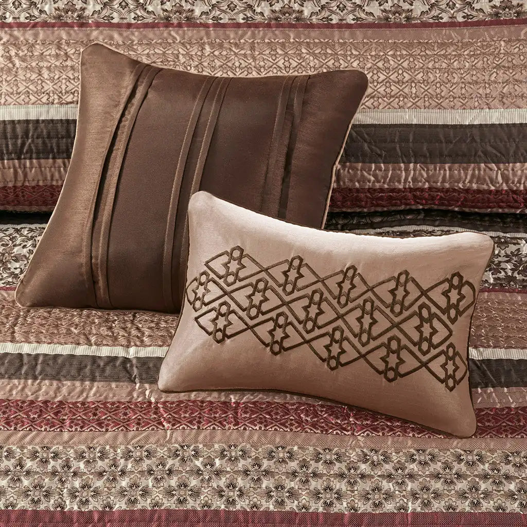 Princeton 5-Piece Jacquard Quilt Set with Throw Pillows