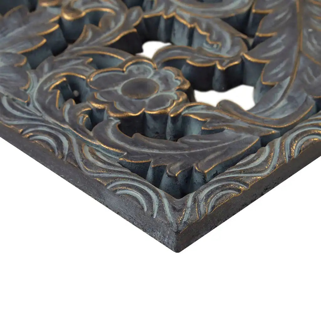 Botanical Panel Distressed Carved Wood 2-Piece Wall Decor Set