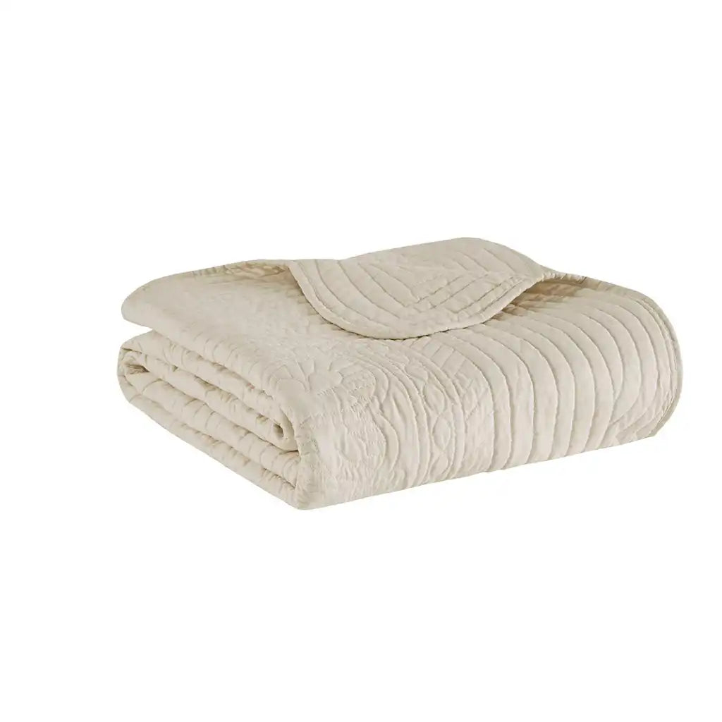 Tuscany Oversized Quilted Antimicrobial Throw with Scalloped Edges