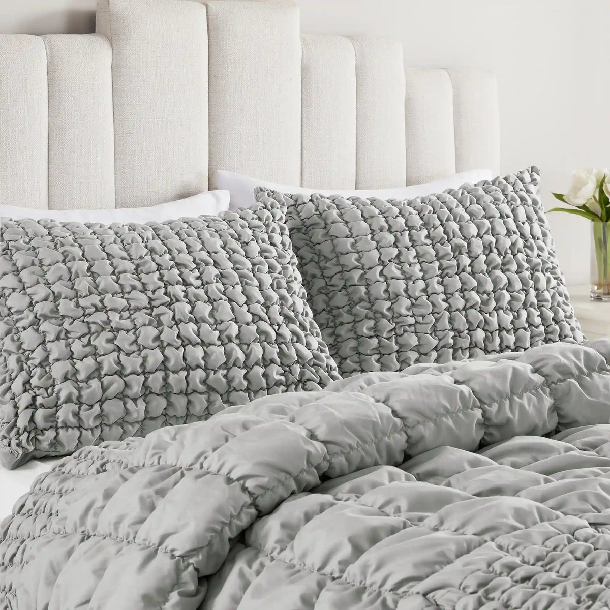 Evelyn 3-Piece Stripe Ruched Comforter Set