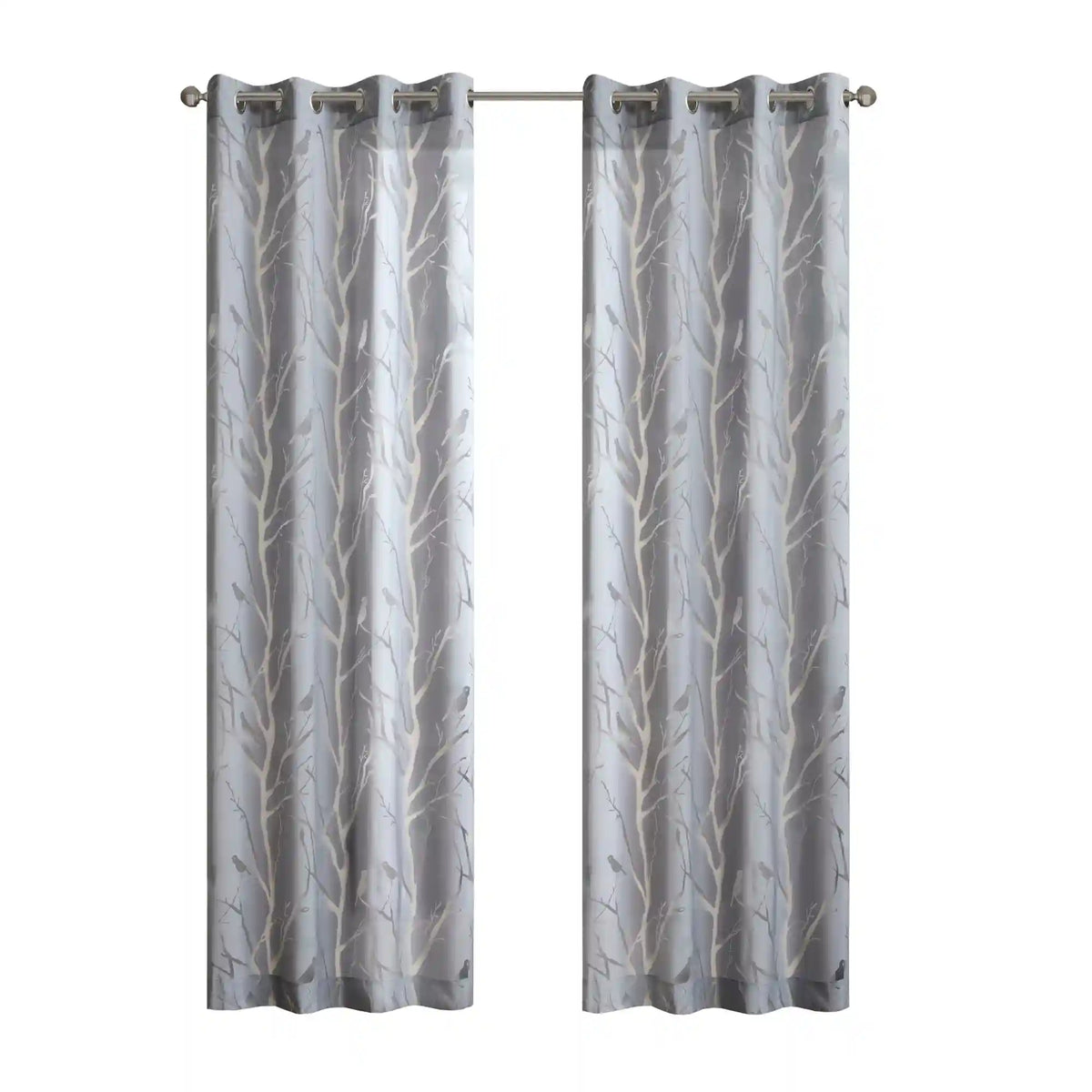 Averil Grommet Top Sheer Bird on Branches Burnout Window Curtain