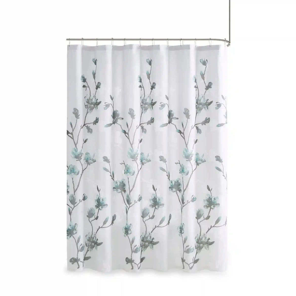 Magnolia Floral Printed Burnout Shower Curtain