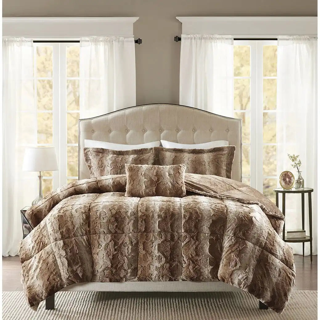 Zuri 4-Piece Faux Fur Comforter Set