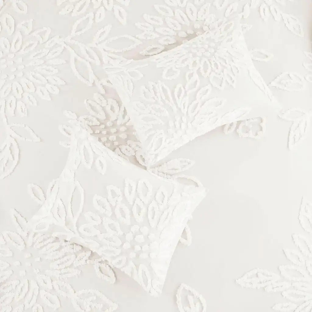 Veronica 3-Piece Tufted Cotton Chenille Floral Duvet Cover Set