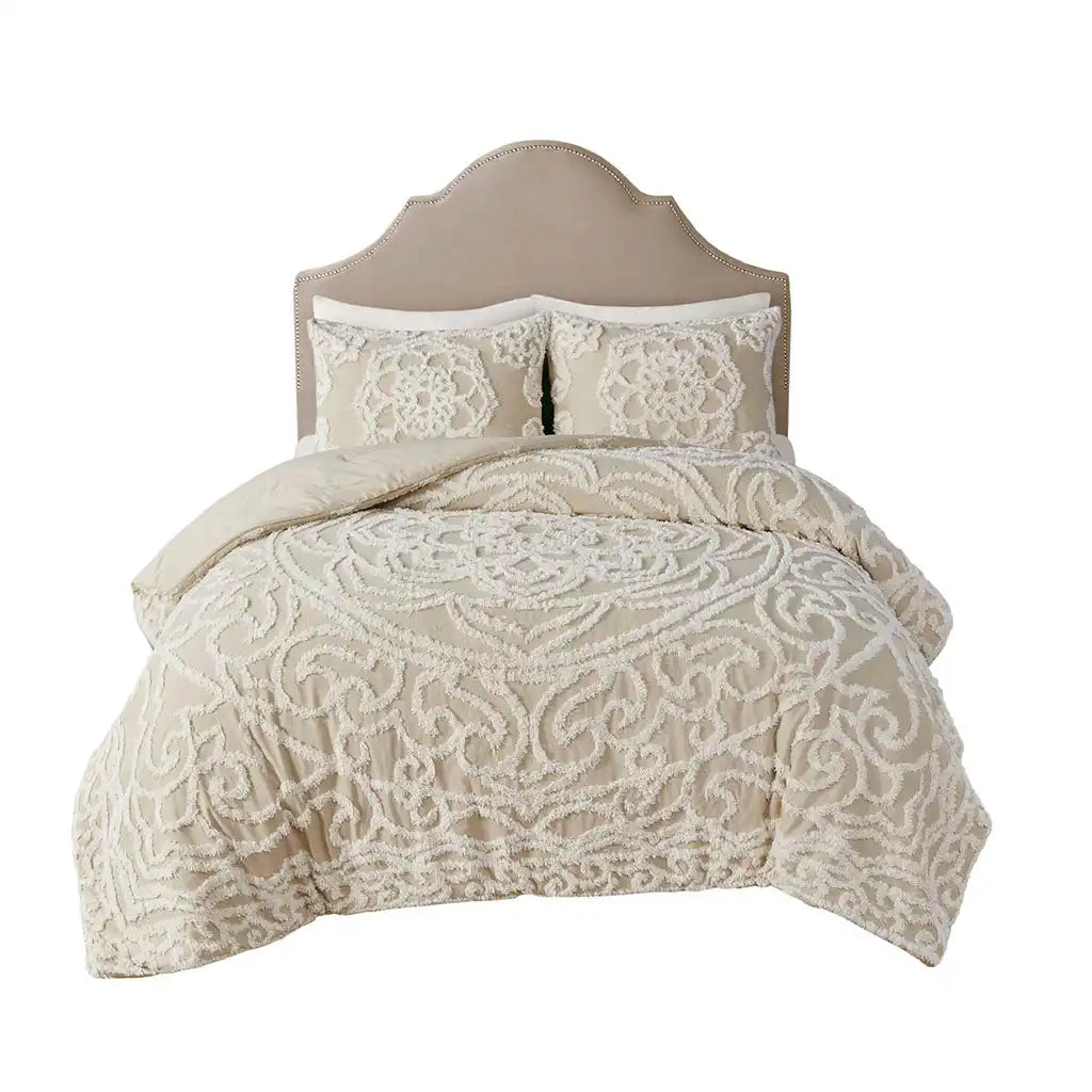Laetitia 3-Piece Tufted Cotton Chenille Medallion Comforter Set
