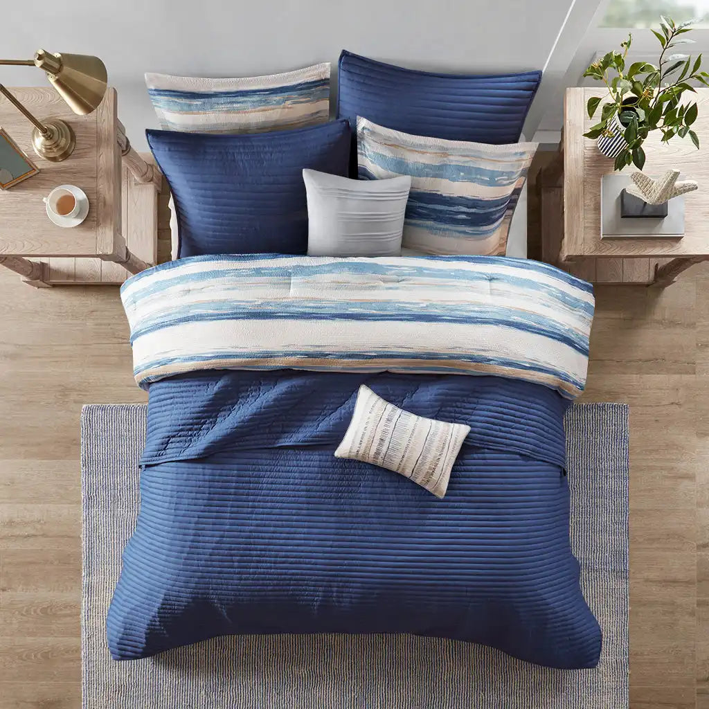 Marina 8-Piece Printed Seersucker Comforter Quil Set