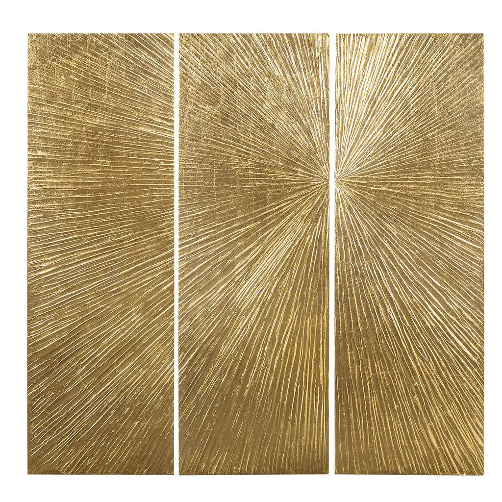 Sunburst Hand Painted Triptych 3-Piece Dimensional Resin Wall Art Set