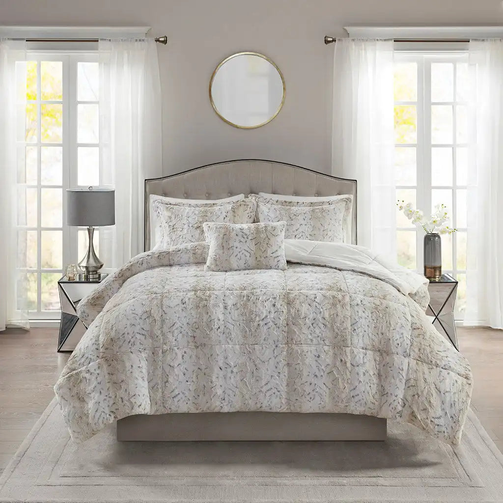 Zuri 4-Piece Faux Fur Comforter Set