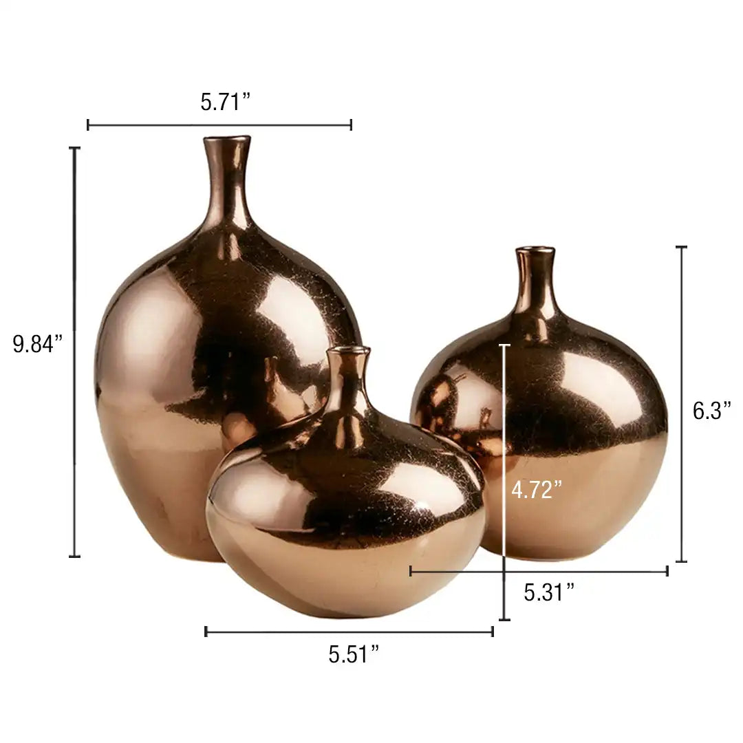 Ansen Mirrored Ceramic Decorative Vases 3-Piece set