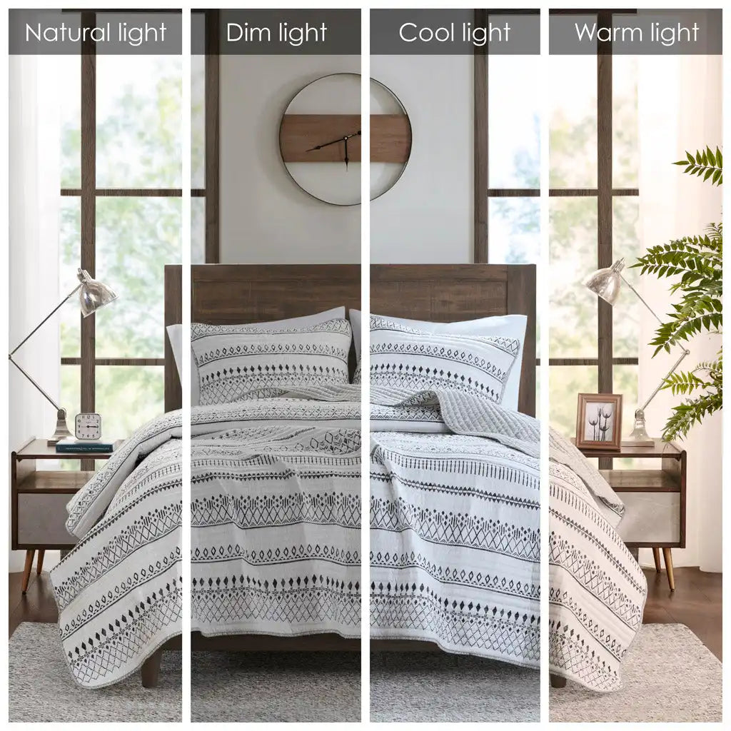 Fraser 3-Piece Printed Microfiber Seersucker Antimicrobial Quilt Set