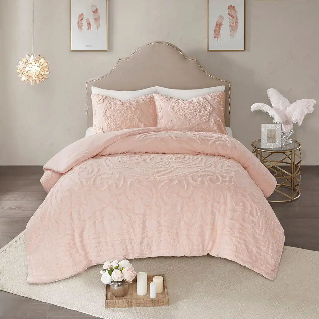Laetitia 3-Piece Tufted Cotton Chenille Medallion Comforter Set