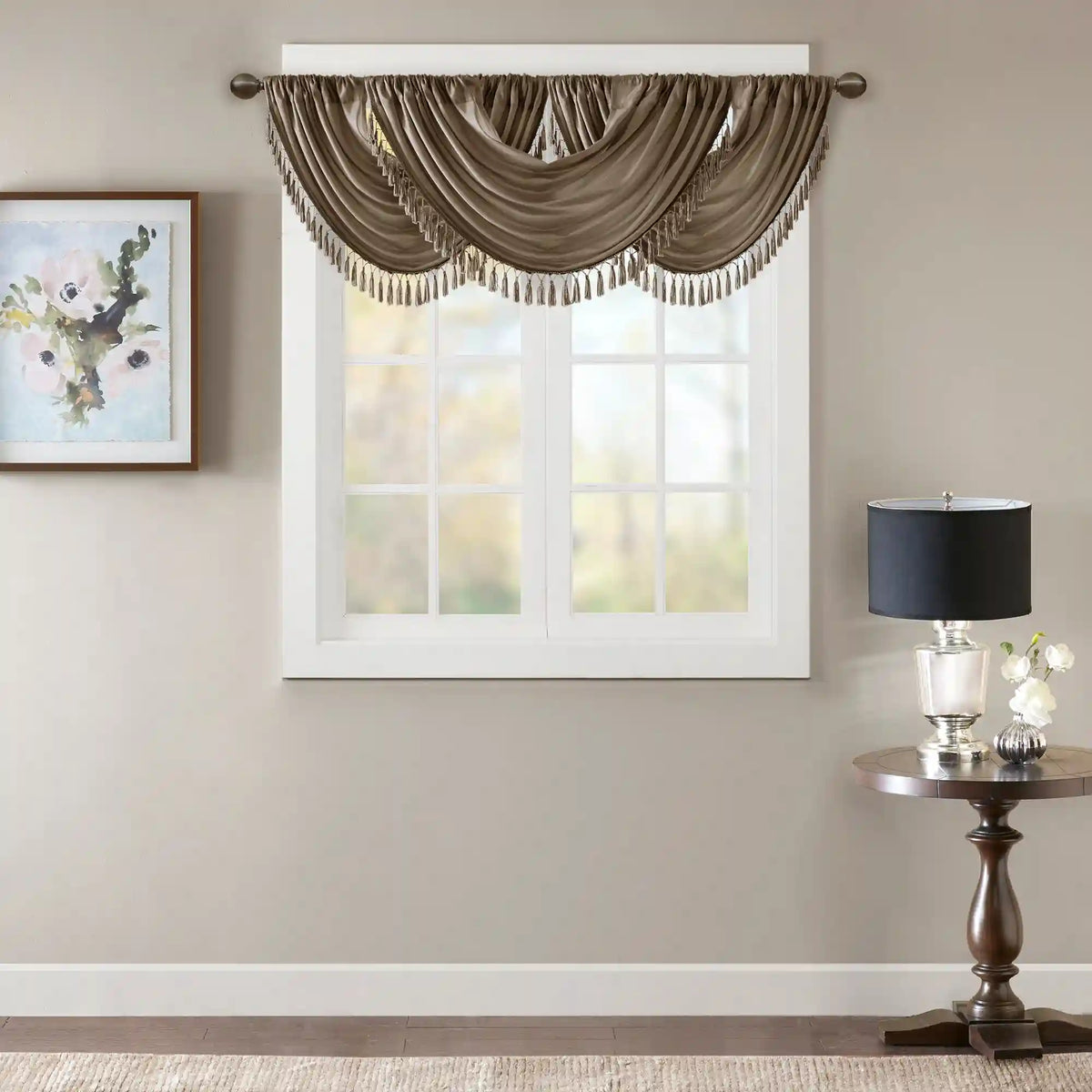 Elena Faux Silk Waterfall Embellished Valance