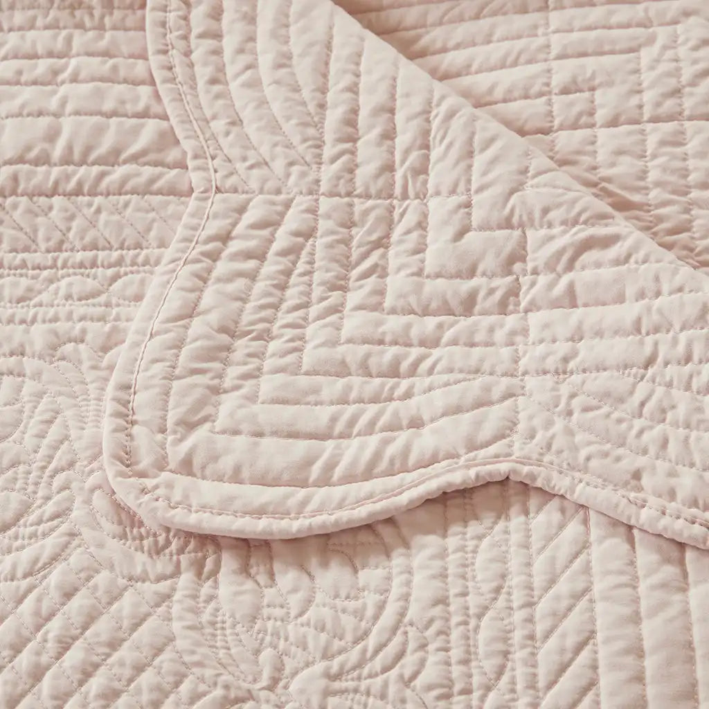 Tuscany Oversized Quilted Antimicrobial Throw with Scalloped Edges