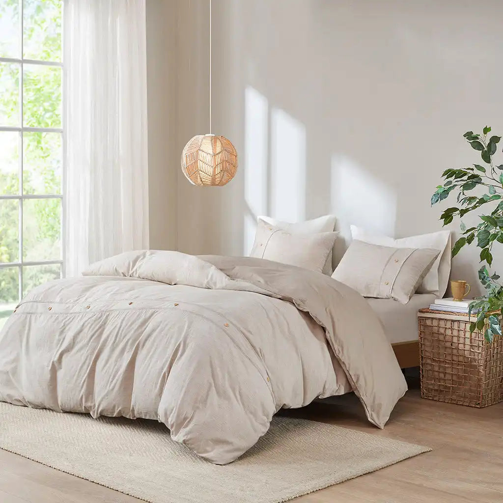 Dover 3-Piece Organic Cotton Oversized Antimicrobial Duvet Cover Set